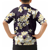 Hawaii Hibiscus Plumeria Purple Kid Hawaiian Shirt Polynesian Pattern