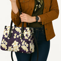 Hawaii Hibiscus Plumeria Purple Leather Bag Polynesian Pattern