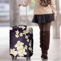 Hawaii Hibiscus Plumeria Purple Luggage Cover Polynesian Pattern
