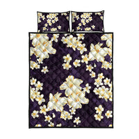 Hawaii Hibiscus Plumeria Purple Quilt Bed Set Polynesian Pattern