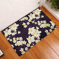 Hawaii Hibiscus Plumeria Purple Rubber Doormat Polynesian Pattern