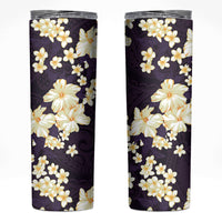 Hawaii Hibiscus Plumeria Purple Skinny Tumbler Polynesian Pattern