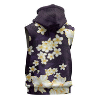 Hawaii Hibiscus Plumeria Purple Sleeveless Hoodie Polynesian Pattern