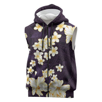 Hawaii Hibiscus Plumeria Purple Sleeveless Zip Hoodie Polynesian Pattern