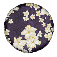 Hawaii Hibiscus Plumeria Purple Spare Tire Cover Polynesian Pattern