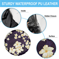 Hawaii Hibiscus Plumeria Purple Spare Tire Cover Polynesian Pattern