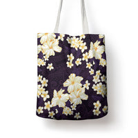 Hawaii Hibiscus Plumeria Purple Tote Bag Polynesian Pattern