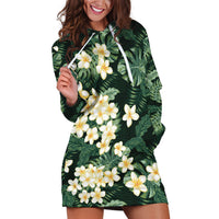 Hawaii Plumeria Tropical Leaves Hoodie Dress Monstera Calathea Palm Fronds