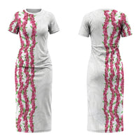 Hawaii Aalii Lei Couples Matching Short Sleeve Bodycon Dress and Long Sleeve Button Shirt Aalii Ku Makani
