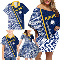 Nauru Independence Day Family Matching Off Shoulder Short Dress and Hawaiian Shirt Repubrikin Naoero Gods Will First LT01 - Polynesian Pride