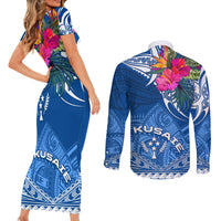 Kosrae Constitution Day Couples Matching Short Sleeve Bodycon Dress and Long Sleeve Button Shirt Kusaie Special Style LT01 - Polynesian Pride