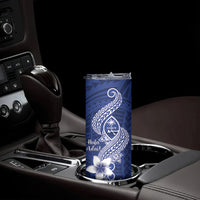 Hafa Adai Guam Skinny Tumbler Polynesian Floral Blue Pattern