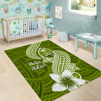 Hafa Adai Guam Area Rug Polynesian Olive Green Blue Pattern LT01 - Polynesian Pride