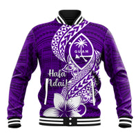 Hafa Adai Guam Baseball Jacket Polynesian Floral Purple Pattern LT01 Unisex Purple - Polynesian Pride