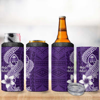 Hafa Adai Guam 4 in 1 Can Cooler Tumbler Polynesian Floral Purple Pattern