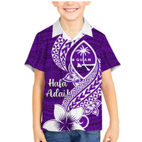 Hafa Adai Guam Family Matching Mermaid Dress and Hawaiian Shirt Polynesian Floral Purple Pattern LT01 Son's Shirt Purple - Polynesian Pride