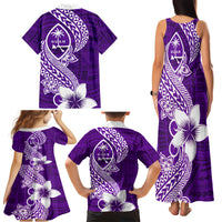 Hafa Adai Guam Family Matching Tank Maxi Dress and Hawaiian Shirt Polynesian Floral Purple Pattern LT01 - Polynesian Pride