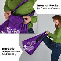 Hafa Adai Guam Grocery Bag Polynesian Floral Purple Pattern