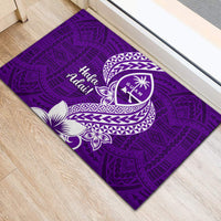 Hafa Adai Guam Rubber Doormat Polynesian Floral Purple Pattern LT01 - Polynesian Pride