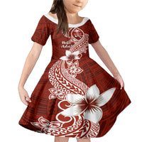 Hafa Adai Guam Family Matching Mermaid Dress and Hawaiian Shirt Polynesian Floral Red Pattern LT01 Daughter's Dress Red - Polynesian Pride