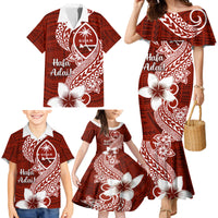 Hafa Adai Guam Family Matching Mermaid Dress and Hawaiian Shirt Polynesian Floral Red Pattern LT01 - Polynesian Pride