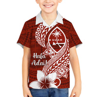 Hafa Adai Guam Family Matching Off Shoulder Maxi Dress and Hawaiian Shirt Polynesian Floral Red Pattern LT01 Son's Shirt Red - Polynesian Pride