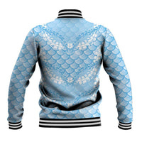 Baby Blue Mermaid Puakenikeni Maile Lei Baseball Jacket