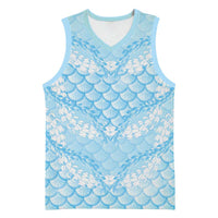 Baby Blue Mermaid Puakenikeni Maile Lei Basketball Jersey