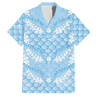Baby Blue Mermaid Puakenikeni Maile Lei Family Matching Mermaid Dress and Hawaiian Shirt LT01 Dad's Shirt - Short Sleeve Blue - Polynesian Pride