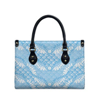 Baby Blue Mermaid Puakenikeni Maile Lei Leather Bag