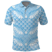 Baby Blue Mermaid Puakenikeni Maile Lei Polo Shirt