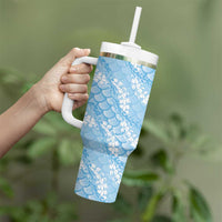 Baby Blue Mermaid Puakenikeni Maile Lei Tumbler With Handle LT01 - Polynesian Pride