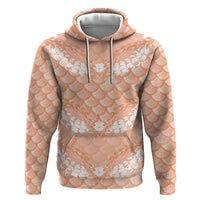 Apricot Mermaid Puakenikeni Maile Lei Hoodie LT01 Pullover Hoodie Apricot - Polynesian Pride