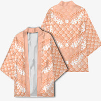 Apricot Mermaid Puakenikeni Maile Lei Kimono