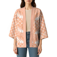 Apricot Mermaid Puakenikeni Maile Lei Kimono