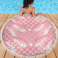 Soft Pink Mermaid Puakenikeni Maile Lei Beach Blanket