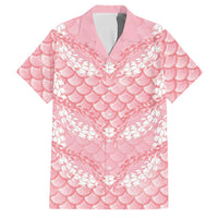 Soft Pink Mermaid Puakenikeni Maile Lei Family Matching Tank Maxi Dress and Hawaiian Shirt LT01 Dad's Shirt - Short Sleeve Pink - Polynesian Pride