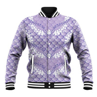 Lilac Mermaid Puakenikeni Maile Lei Baseball Jacket LT01 Unisex Purple - Polynesian Pride