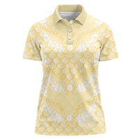 Pastel Yellow Mermaid Puakenikeni Maile Lei Women Polo Shirt