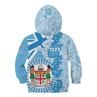 Personalised Fiji Day Kid Hoodie Fijian Map Hibiscus Tapa Pattern LT01