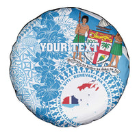 Personalised Fiji Day Spare Tire Cover Fijian Map Hibiscus Tapa Pattern