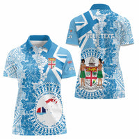 Personalised Fiji Day Women Polo Shirt Fijian Map Hibiscus Tapa Pattern LT01