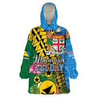 Personalised Malampa Fiji Day Wearable Blanket Hoodie Tropical Tapa Pattern