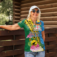 Personalised Malampa Fiji Day Women Polo Shirt Tropical Tapa Pattern