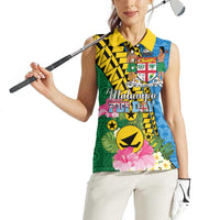 Personalised Malampa Fiji Day Women Sleeveless Polo Shirt Tropical Tapa Pattern LT01 - Polynesian Pride