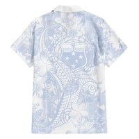 Samoa White Sunday Family Matching Tank Maxi Dress and Hawaiian Shirt Plumeria Floral