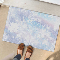 Samoa White Sunday Rubber Doormat Sweet Pastel Plumeria Floral