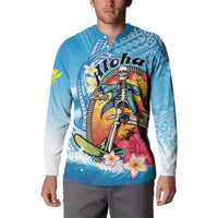 Personalized Aloha Hawaii Skeleton Surfing Button Sweatshirt Tribal Shark Plumeria