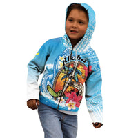 Personalized Aloha Hawaii Skeleton Surfing Kid Hoodie Tribal Shark Plumeria
