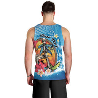 Personalized Aloha Hawaii Skeleton Surfing Men Tank Top Tribal Shark Plumeria